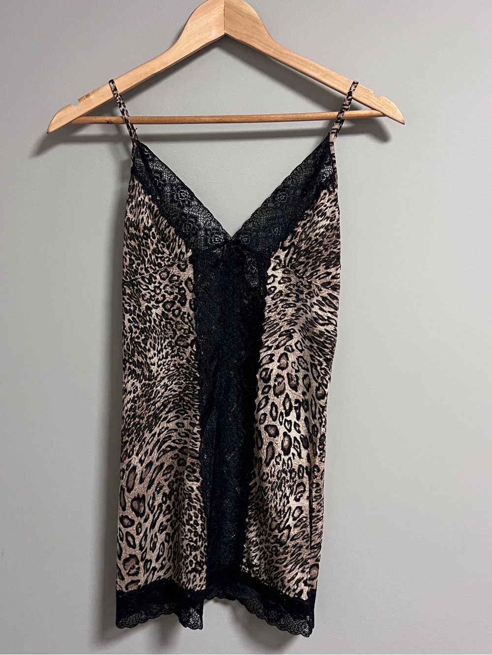 Frederick's of Hollywood Leopard Lace Trim Chemise Slip Large
